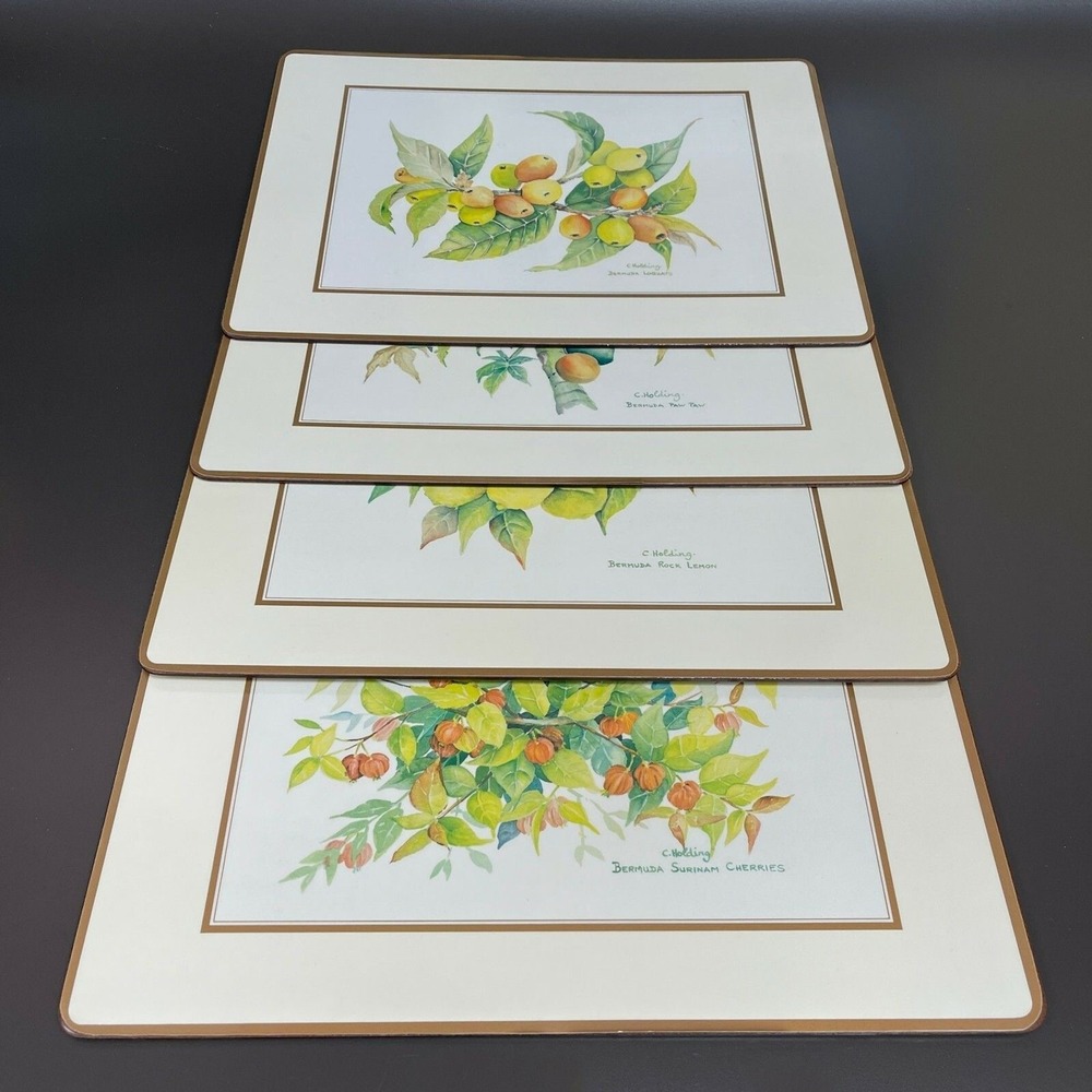 Pimpernel Place Mats C. Holding Bermuda Rock Lemon Paw Paw Cherries Lot‎ of 4